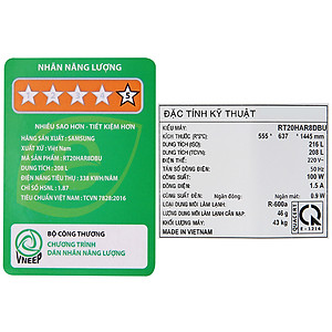 Tủ Lạnh Inverter Samsung 208 Lít RT20HAR8DBU/SV- Hàng Chính Hãng - Chỉ Giao tại HCM