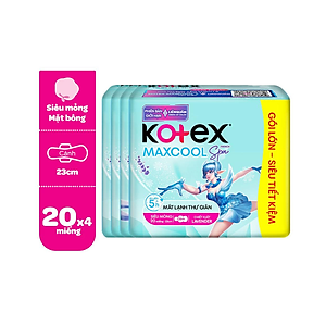 Combo 4 gói băng vệ sinh Kotex Maxcool French Spa Siêu mỏng cánh 23cm(20M/gói)