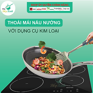 Chảo rán đáy từ chống dính 3 lớp đúc liền Kims Cook Blackcube siêu bền , cào không xước , tặng 10 muỗng ăn