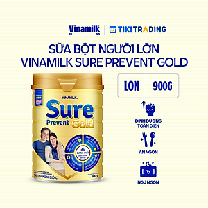 Sữa bột cho người lớn tuổi Vinamilk Sure Prevent 900g (Hộp thiếc) - bổ sung dinh dưỡng và tăng cường sức khỏe