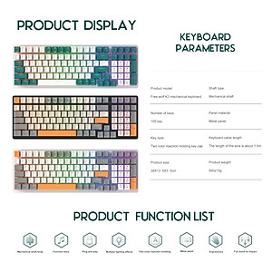 Bàn phím cơ gaming K3 Led Rainbow Hotswap Chống ồn cho máy tính laptop hàng nhập khẩu