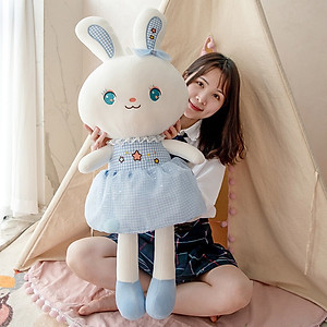 Gấu bông cho bé hình thỏ mặc váy quả bông, quà tặng thú nhồi bông nhập khẩu cao cấp