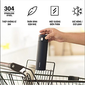 Bình Giữ Nhiệt Lock&Lock Featherlight One Touch Tumbler LHC3257 (500ml) - Hàng Chính Hãng, Mở Nắp Bằng 1 Tay, Thân Bình Nhỏ Gọn, Trọng Lượng Nhẹ Hoàn Hảo, Tặng Kèm Ống Hút Inox