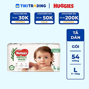 Tã Dán Siêu Cao Cấp Huggies Platinum Naturemade L54 (54 Miếng)