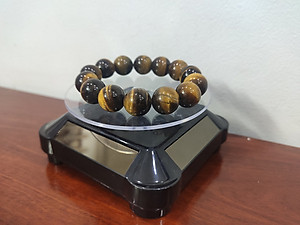 Vòng tay phong thủy đá mắt cọp vàng 14 ly, vòng tay chuỗi đá