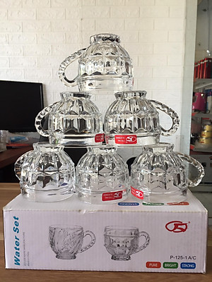 Bộ 6 ly 180ml bằng thuỷ tinh có tay cầm thích hợp uống trà, cafe - hàng chính hãng