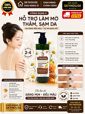 Kem dưỡng trắng da thiên nhiên độc quyền WHITENING BODY CREAM DHERBAL chai 250ml kem chống nắng toàn thân chính hãng