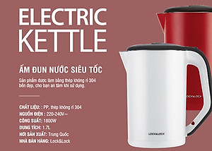 Bình Đun Siêu Tốc 2 lớp Lock&Lock EJK738WHT (1.7 Lít) - Trắng - Hàng chính hãng