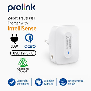 Củ sạc nhanh 3 cổng Prolink PTC32501 Quick charge 3.0 - Hàng chính hãng