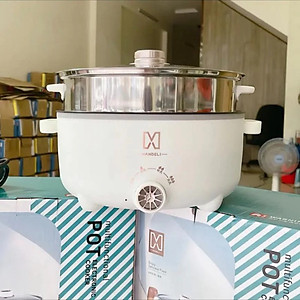 Nồi Lẩu Điện Đa Năng Mini Chống Dính Vân Đá Cao Cấp Công Suất 1000W, Nồi Điện Đa Năng Kèm Xửng Hấp Inox 28cm Dung Tích 4L Phù Hợp Cho Gia đình -Hàng Chính hãng MINIIN