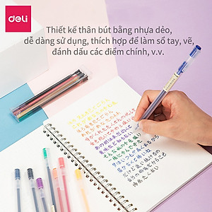 Bút bi gel 0.5mm nhiều màu Deli - Có nắp gài - 1 chiếc - Đỏ/ Xanh Dương/ Xanh Lá/ Tím/ Cam - A119
