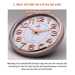 Đồng Hồ Treo Tường Cao Cấp DẠ QUANG KIM TRÔI EASTAR - Số Nổi 3D Tròn Cổ Điển 31cm - Tặng Pin Maxell - BH 1 Năm