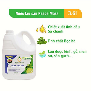 Nước Lau Sàn  Peace Mass TD Chanh Sả - Bạc Hà  Can 3.6 lít