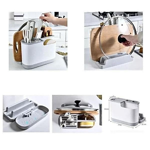 Khay Kệ Để Dao Thớt Hộp Ống Đựng Đũa Muỗng Kết Hợp Giá Để Úp Thớt Nắp Vung Để Đồ Nhà Bếp - HÀNG CHÍNH HÃNG MINIIN