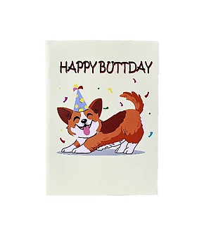 Thiệp 3D Pop Up Chó Corgi Sinh Nhật – Thiệp Chúc Mừng Sinh Nhật Hài Hước, Đáng Yêu, B29