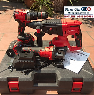 Bộ Combo 3 Máy Gồm Máy Khoan Đục Bê Tông, Máy Khoan Pin Và Máy Mài Cầm Tay Dùng Pin 199V, 2 Pin 15 Cell - Động Cơ Không Chổi Than (Bảo Hành 12 Tháng)