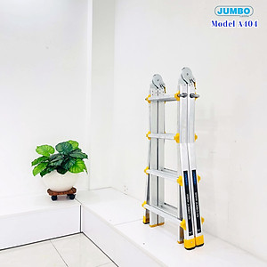 Thang nhôm rút lồng JUMBO A404 - Chữ A cao nhất 2.0m, chữ I cao nhất 4.0m, tải trọng 300kg