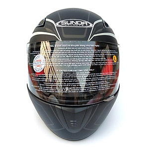 Mũ bảo hiểm fullface chính hãng Sunda 2000c đen nhám sọc trắng