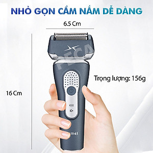 Máy cạo râu chuyên nghiệp Kemei KM-111 lưỡi kép nổi sắc bén kèm đầu tỉa phụ sạc nhanh USB chống thấm nước IPX5 