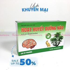 Hoạt huyết dưỡng não - Hộp 100 viên bao đường - tuần hoàn não, Dược Đại Uy, từ đinh lăng, bạch quả