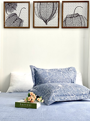 Bộ ga giường  KBedding by Everon KMTP 111 Microtencel Xanh in hoa (4 món)