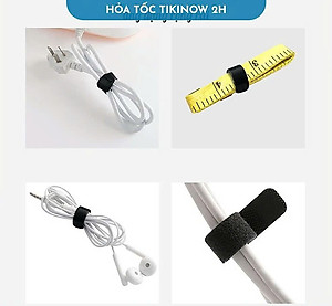 Combo 2 Cuộn Băng Gai Dính Cỡ 1cm x 1m - Dây Dính 2 Mặt Quấn Dây Điện, Dây Sạc, Tai Nghe Gọn Gàng - Hàng Nhập Khẩu