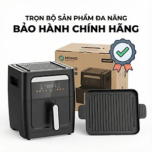 Nồi Chiên Không Dầu Kèm Vỉ Nướng 2-in-1 Mishio MK407: Nâng Tầm Món Ngon, Tiện Lợi Vượt Trội - hàng chính hãng