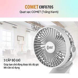 Quạt sạc mini | Quạt tích điện | Quạt kẹp nôi, xe đẩy thương hiệu Comet CRF0705 - Hàng chính hãng - BH 12 tháng - 15 ngày đổi mới