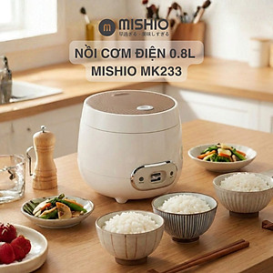 Nồi Cơm Điện Mishio MK233 size 0.8L nấu cơm ngon - Hàng chính hãng