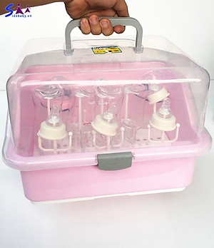 Giá Úp Bình Sữa, Úp Cốc Có khay thoát nước có Nắp Đậy tặng kèm dụng cụ tưa lưỡi vệ sinh miệng cho bé