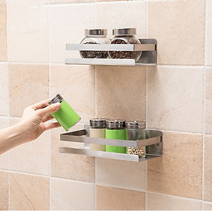Kệ đựng gia vị nhà bếp inox 304 dán tường Hobby home decor KGVD
