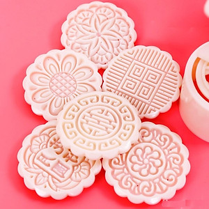 Khuôn Bánh Trung Thu Lò Xo 100gr Tròn 6 Kiểu Hoa Văn