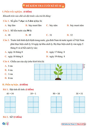 Sách - Đề Kiểm Tra Toán Lớp 1 - Cánh Diều - Học Kì 2