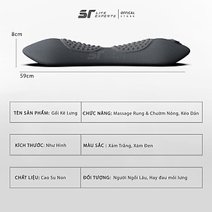 Gối Kê Lưng Massage Túi Khí Kéo Dãn,Tích Hợp Chườm Nóng Công Thái Học, Giảm Đau Cột Sống - Sairui
