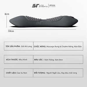 Gối Kê Lưng Massage Túi Khí Kéo Dãn,Tích Hợp Chườm Nóng Công Thái Học, Giảm Đau Cột Sống - Sairui