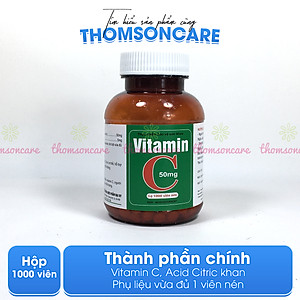 Vitamin C 50mg lọ 1000 viên nén - Bổ sung Vitamin C cho cơ thể, tăng cường sức đề kháng, giảm chảy máu cam