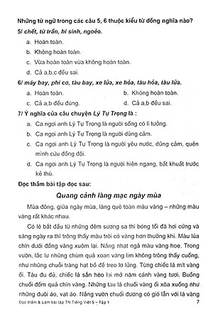 Sách Đọc Thầm Và Làm Bài Tập Trắc Nghiệm Tiếng Việt Lớp 5 - Tập 1
