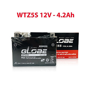 Bình Ắc Quy Khô WTZ5S 12V,4.2Ah/WTD 4V,3.5Ah hiệu GLOBE Cho Xe WAVE RS100/ WAVE RS 110/ AIRBLADE/ EXCITER 135