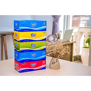 Khăn Giấy Hộp, Khăn Giấy Rút Pulppy Lốc 5 Hộp180 tờ x 2 lớp mềm mịn siêu dai