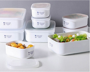 Bộ 09 hộp thực phẩm có nắp đậy an toàn White Pack hàng Made in Japan