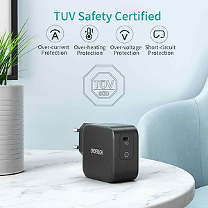 Adapter củ cóc sạc nhanh 61W PD Type-C hiệu CHOETECH Q6006 cho điện thoại / iPad / Macbook Sạc nhanh chuẩn PD 3.0, Công nghệ GAN, Smart LED báo sạc - Hàng chính hãng