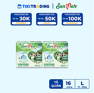 Combo 2 Tã Quần Người Lớn Sunmate Mềm Mại L8 (8 Miếng)