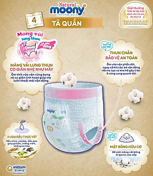Bỉm - Tã Quần Moony Natural Size L- 36 miếng ( bé 9-14Kg)