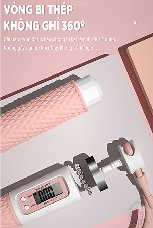 Dây Nhảy Thể Thao Lõi Thép Cao Cấp Besti Tự Động Đếm Số, Tích Hợp Đo Calo, Quãng Đường, Độ Dài Dây Tùy Chỉnh - Kèm Bóng Xoay Và Tạ Điều Chỉnh Khối Lượng - Hàng Chính Hãng