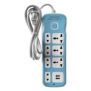 Combo vợt muỗi 3 trong 1 thế hệ mới và ổ cắm điện USB đa năng Nakagami chất lượng công nghệ Nhật Bản - Màu ngẫu nhiên