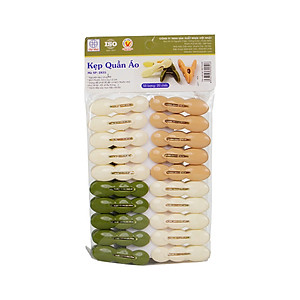 Vỉ 20 kẹp quần áo củ lạc nhựa Việt Nhật (2853), Kẹp phơi quần áo, phơi đồ tiện ích 