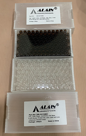 Chai thủy tinh 1,5ml ( 2ml ) + Nắp vặn đen 8-425, 100 cái hộp, Alain TQ.