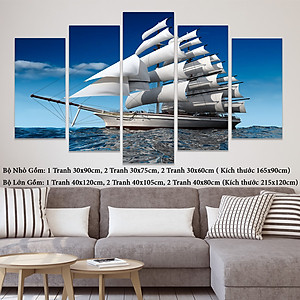 Tranh ghép bộ treo tường Thuận Buồm Xuôi Gió treo văn phòng, phòng khách  - PGLMN68