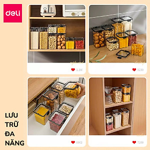 Hộp Nhựa Đựng Thực Phẩm Khô DELI- Hộp Nhựa Đựng Ngũ Cốc Đồ Khô Nắp Kín Chống Ẩm Mốc Nắp Kín Sắp Xếp Nhà Bếp Bảo Quản Thực Phẩm Phân Chia Thực Phẩm Chống Mùi Tủ Lạnh Chống Tràn Chống Rò Rỉ