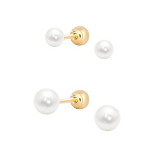 Khuyên Tai Ngọc Trai (Chuôi Bi Vặn Vàng 14K) - MOON Jewelry